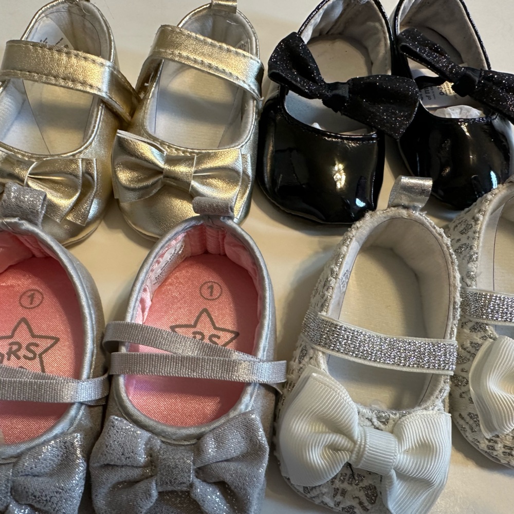 4 PAIRS MULTI MIX BUNDLE BALLET DRESS SIZE 1 SHOES BABY LOT